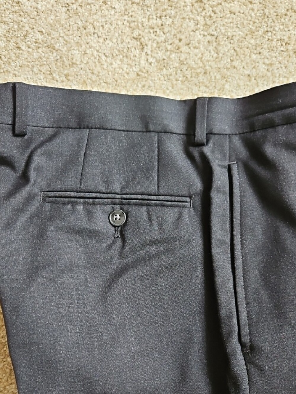 Custom Made Size 36x32 Men's Black Dress Pants Wool With Satin Lining - Picture 4 of 10